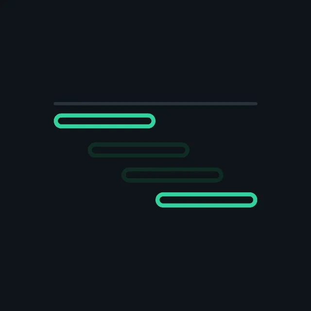 Four runs of equal length starting at four staggered offsets beneath a time axis.