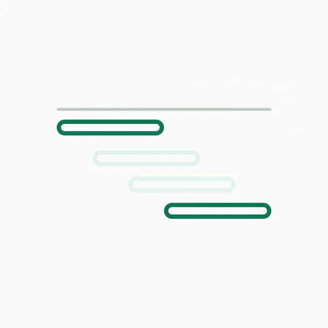 Four runs of equal length starting at four staggered offsets beneath a time axis.